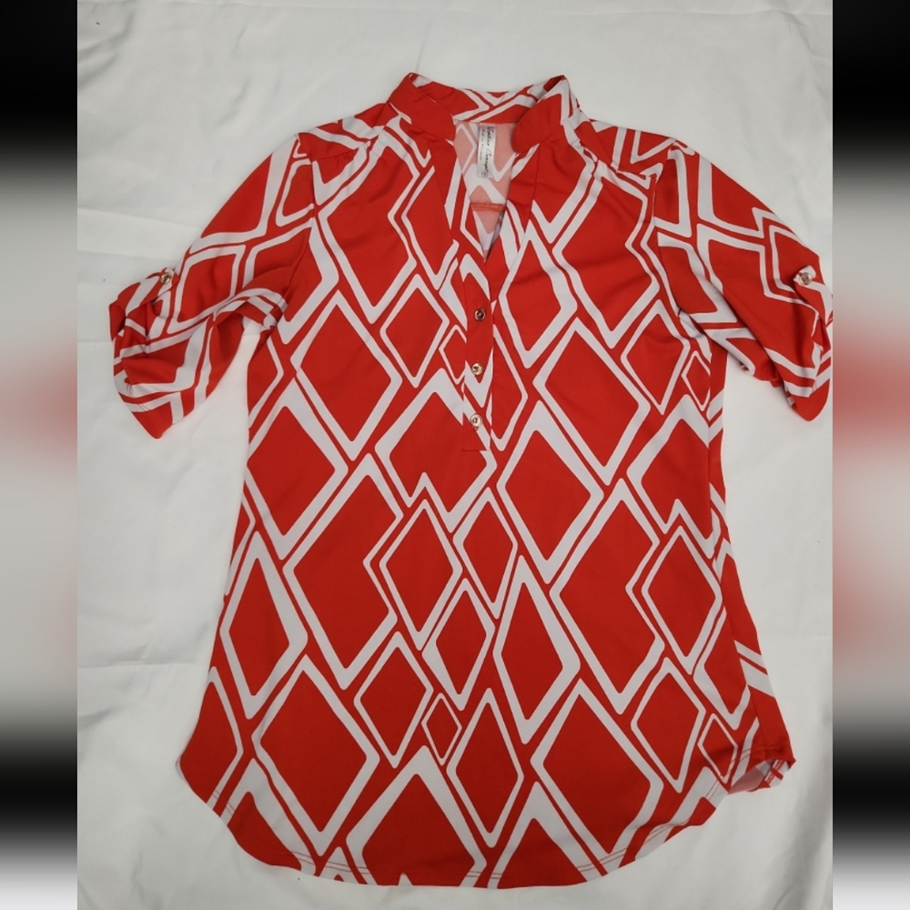 Perception Women's size small orange Patterned Blouse #G5